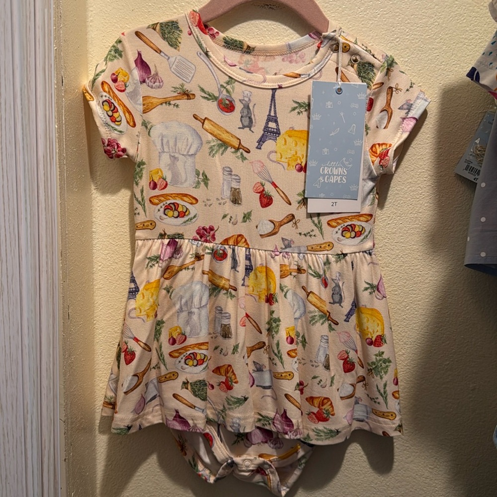 Little Crowns & Capes•Bamboo Ratatouille inspired flutter bodysuit short sleeve
